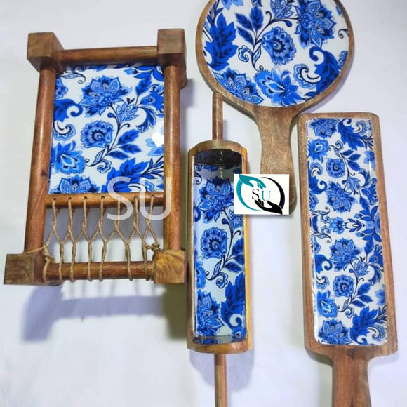 Mango Wood Khatiya / Khaat Platter Set Multipurpose dinnerware and Serving Pieces-MK001KPO