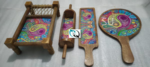 Mango Wood Khatiya / Khaat Platter Set Multipurpose dinnerware and Serving Pieces-MK001KPQ