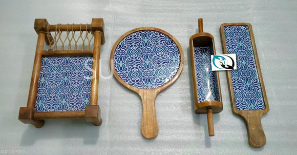 Mango Wood Khatiya / Khaat Platter Set Multipurpose dinnerware and Serving Pieces-MK001KPT