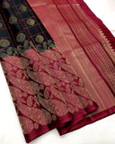 Priyamvada , Pure Kanchipuram Traditional Handloom Soft Silk Saree in Unique Design-PDS001KSRBL