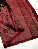Priyamvada , Pure Kanchipuram Traditional Handloom Soft Silk Saree in Unique Design-PDS001KSRBL