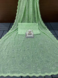 Bollywood celebrity Mouni Roy inspired Light Green Sequins Saree for Women-SS001MR