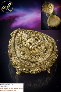 Mangalya  ,Antique Gold Finish Elegant Sindoor Dabbi / Sindoor Cheppu / Kumkum Box -LR001KCE