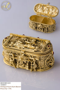 Baaraat  ,Antique Gold Finish Elegant Sindoor Dabbi / Sindoor Cheppu / Kumkum Box -LR001KCB
