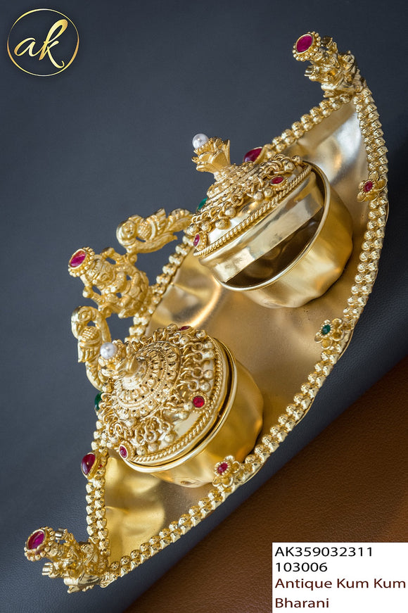 Aishwarya , Antique Gold Finish Kumkum Pasupu Thali-LR001KMP