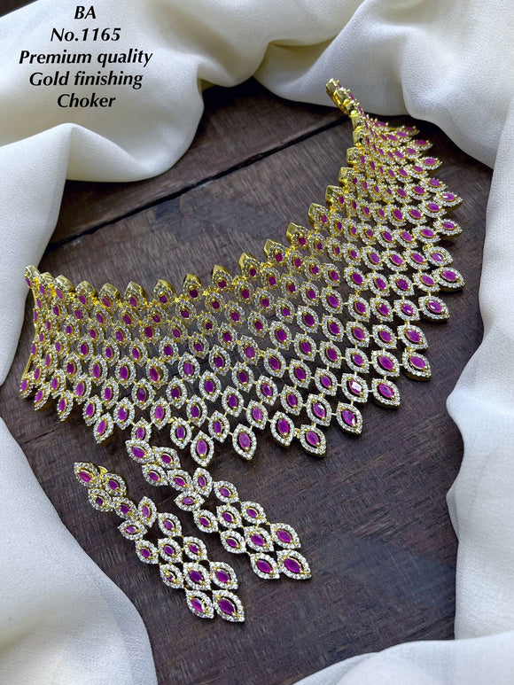 Celina Antique Gold & Gold Stone Choker Necklace