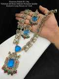 Aakashi , Premium Quality Victorian Finish Amercian Diamond Silver Finish Long Necklace Set -SAYLNSA