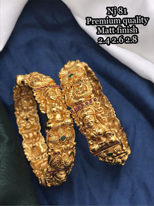 Bhavini , Matte Gold Finish Temple Jewellery Style Bangles Set for Women -LR001TBJ