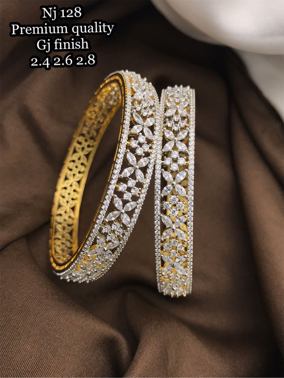 Basura , Premium Quality American Diamond Stone Gold Jewellery Finish Bridal Bangles Set for Women-LR001DBSA
