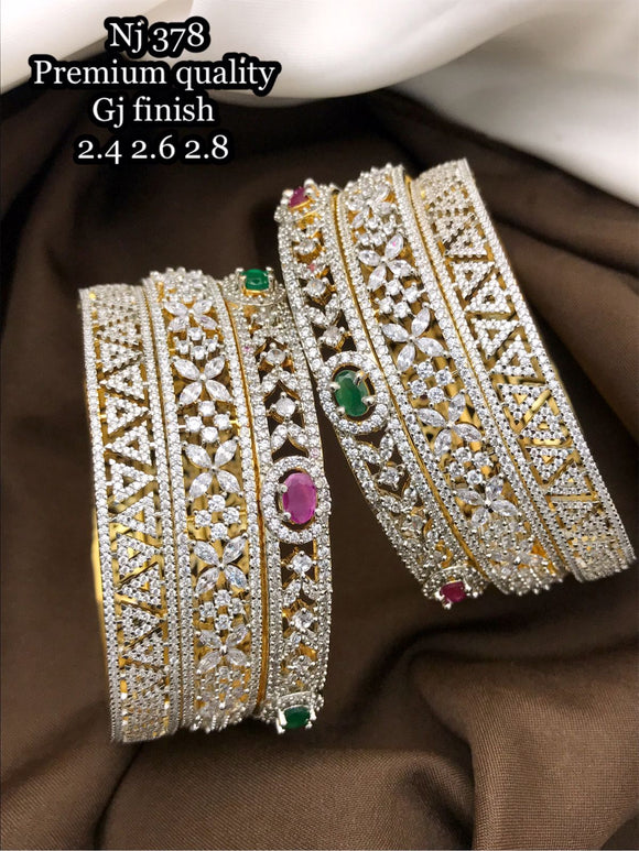 Alakananda , Premium Quality American Diamond Stone Gold Jewellery Finish Bridal Bangles Set for Women-LR001DBS
