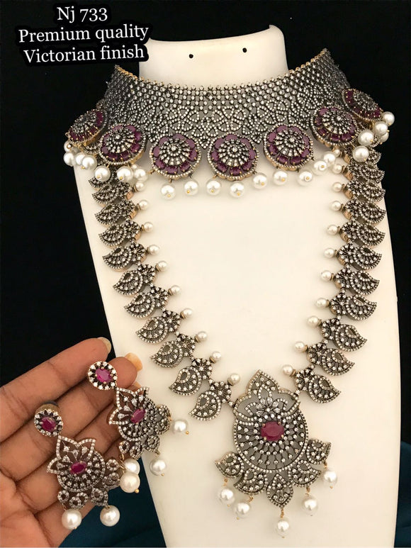 Ruby Abhilasha , Victorian Finish Double Necklace Set for Women -LR001VFDNR