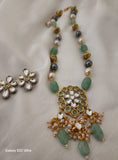 Sanva , Trendy Kundan Necklace Set with   Pearls and Agave Beads for women -LR001PN