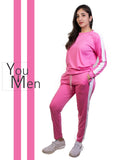 Cotton interlock Pink  stretchable Tracksuits for Women
