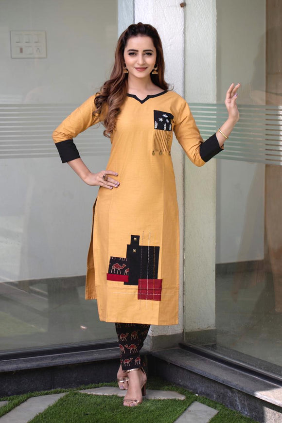 PURE COTTON KURTI WITH PANT WITH NATURAL VEGETABLE PRINT