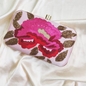 Floral Clutch with Golden beads work  for Women