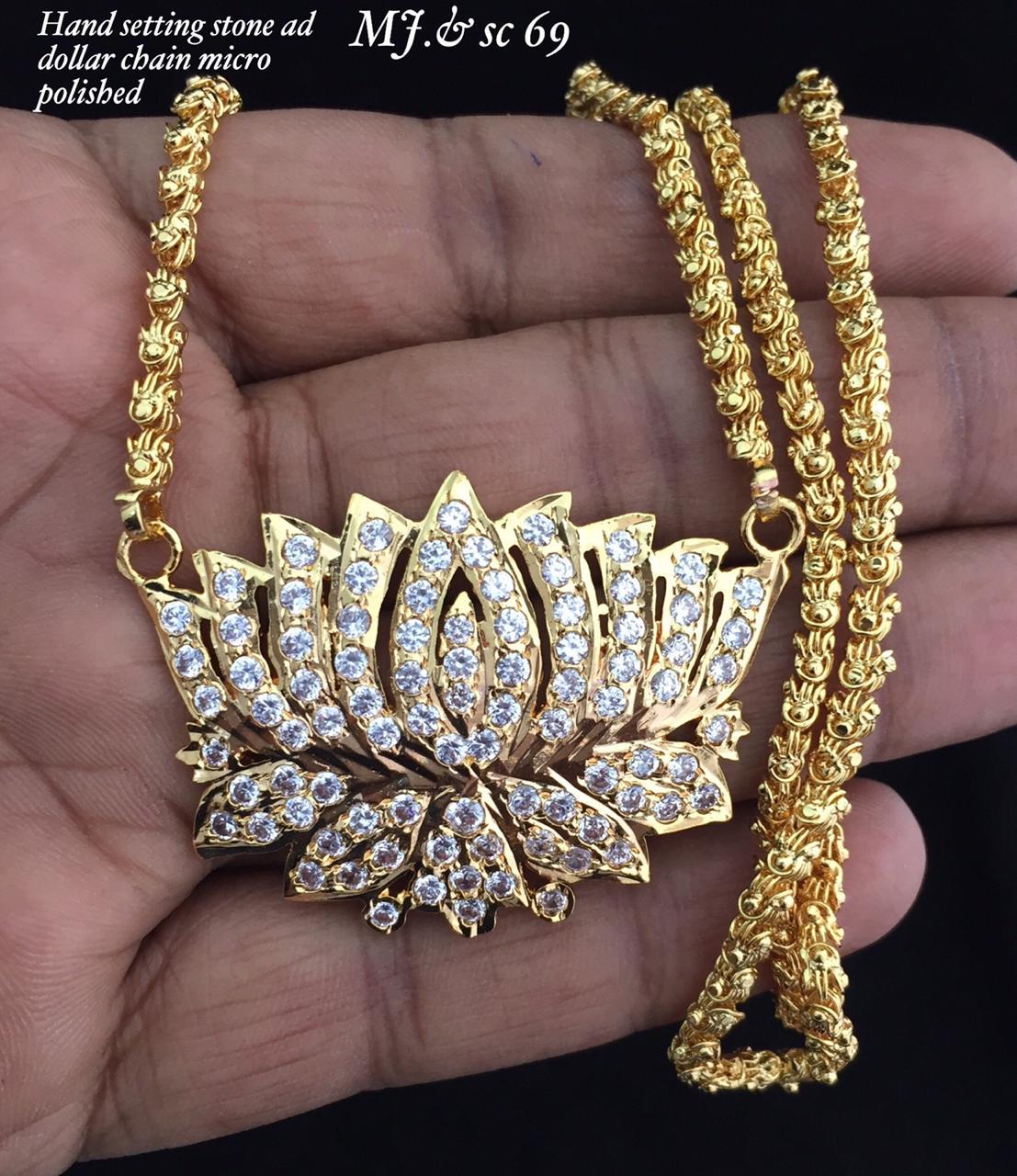 Lotus Stones pendant with Gold Chain for Women www.soosi .in