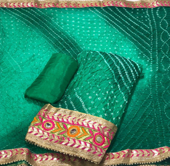 Real Handmade Bandhani Art Silk Suit Material