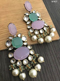 Kundan earrings with Pearls and semiprecious stones