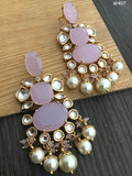 Kundan earrings with Pearls and semiprecious stones