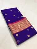 Exclusive Hand-loom Blue Chanderi Katan Silk Saree