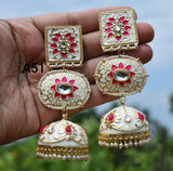 Designer earrings with Pearls and Enamel