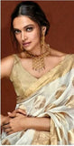 Golden Leaves in Cream Chanderi Saree