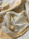 Golden Leaves in Cream Chanderi Saree
