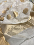 Golden Leaves in Cream Chanderi Saree
