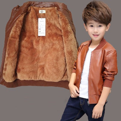 Brown Leather jacket for boys