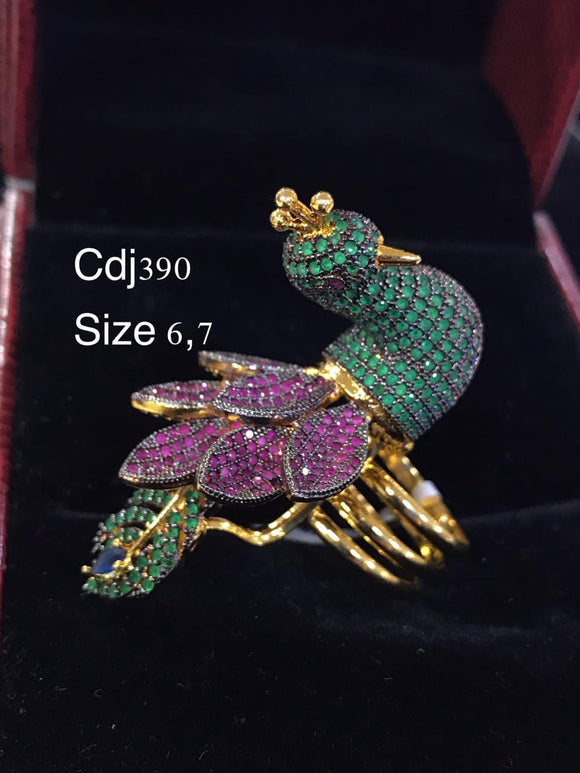 Memoir Gold plated, Designer created, Pachikari Work, Blue and Red Peacock  shape, 3D, latest Fashion Finger ring Women Stylish : Amazon.in: Fashion