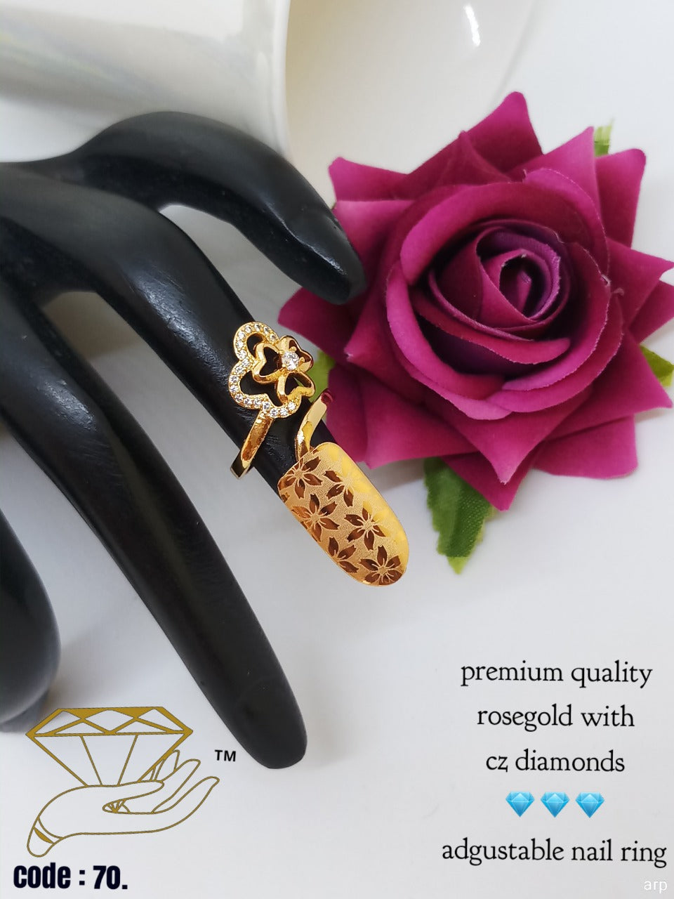 Rose Gold Finish Nail Ring for Women www.soosi .in
