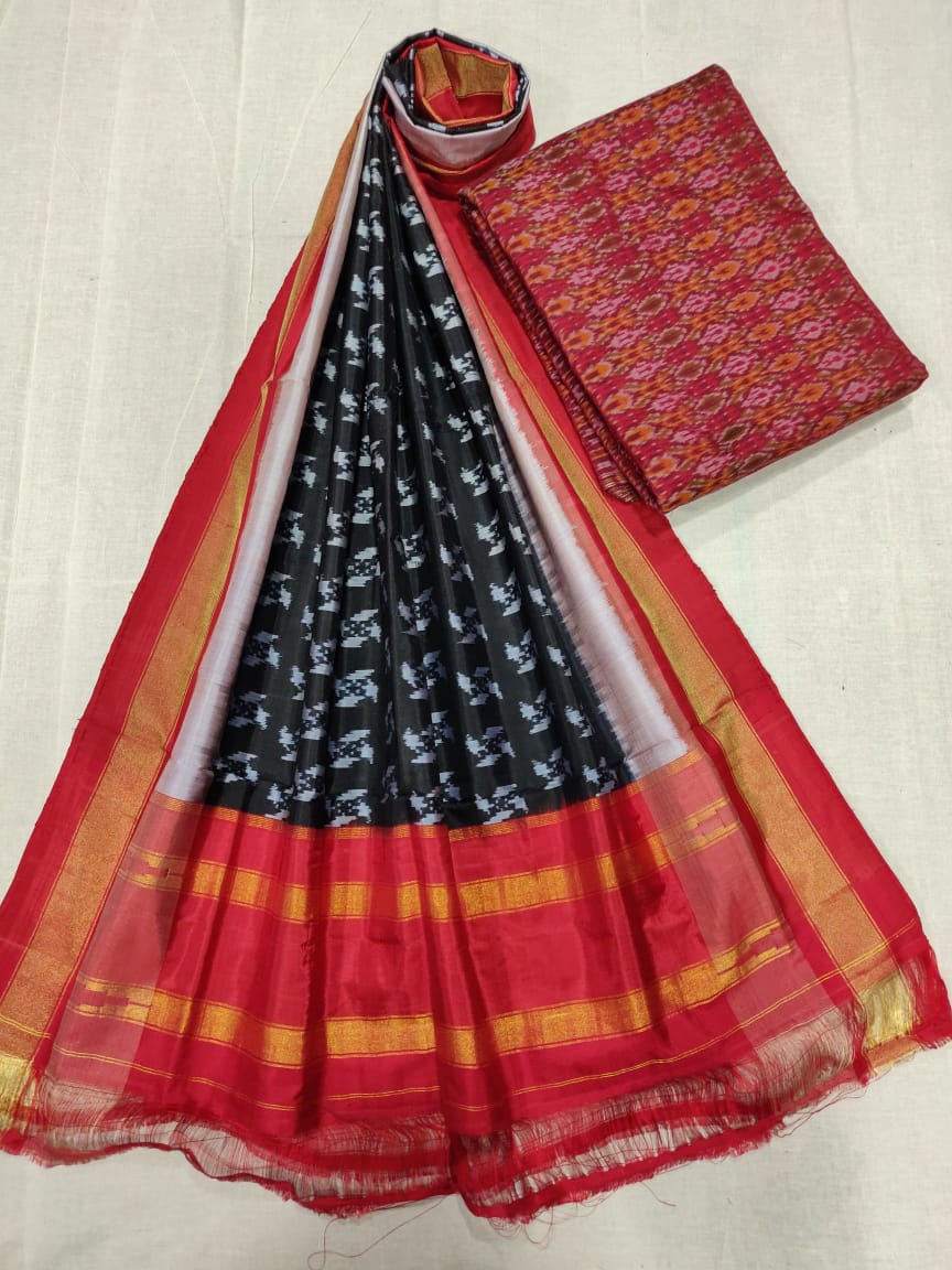 Original Ikat silk Duppatta with Seiko Suit www.soosi .in