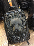 LION FACE LEATHER BACKPACK
