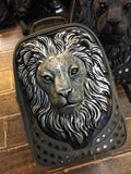 LION FACE LEATHER BACKPACK