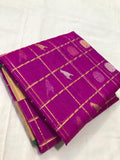 Purple and green katan silk saree