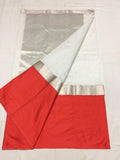 Red and white combo silk saree