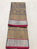 Grey and Red Chanderi silk Tissue Saree