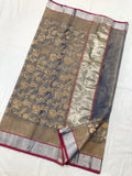Grey and Red Chanderi silk Tissue Saree