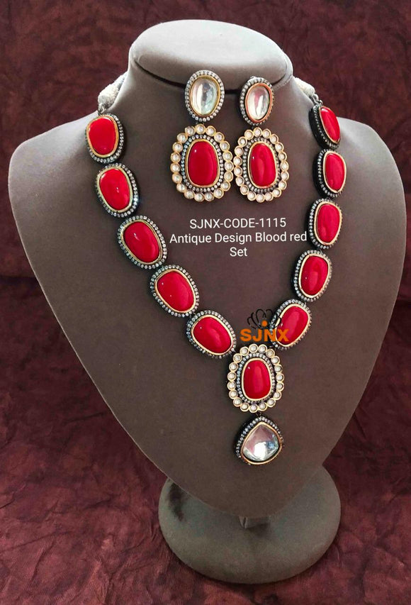 Red crystal leaves necklace and earring set with large teardrop crystal NEW  | eBay