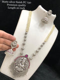 Matte silver finish necklace set