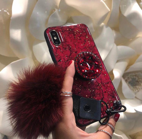 Fluffy Pop Socket Pom Pom Fuzzy Pop Socket - Main Image