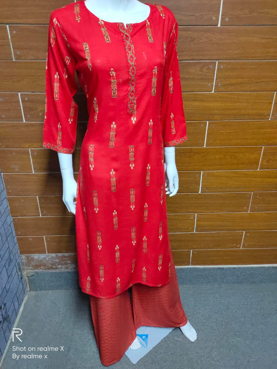 Libas Women Rust Red & Golden Ethnic Motifs Printed Kurta - Absolutely Desi