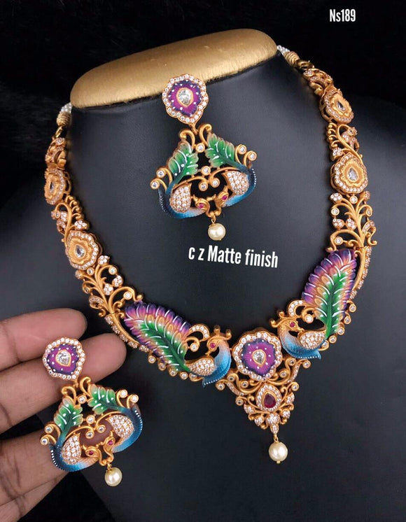 Mayura Enamelled Necklace Set for women