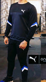 Blue and black Dryfit 4 way lycra NARROW FIT, ROUND NECK TRACKSUIT