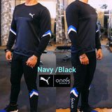 Blue and black Dryfit 4 way lycra NARROW FIT, ROUND NECK TRACKSUIT