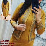 Mustard Yellow  Color Warm Woolen Kurti for Women -SANMYWK001