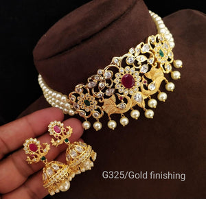 Golden Chandni Pearl Choker Set