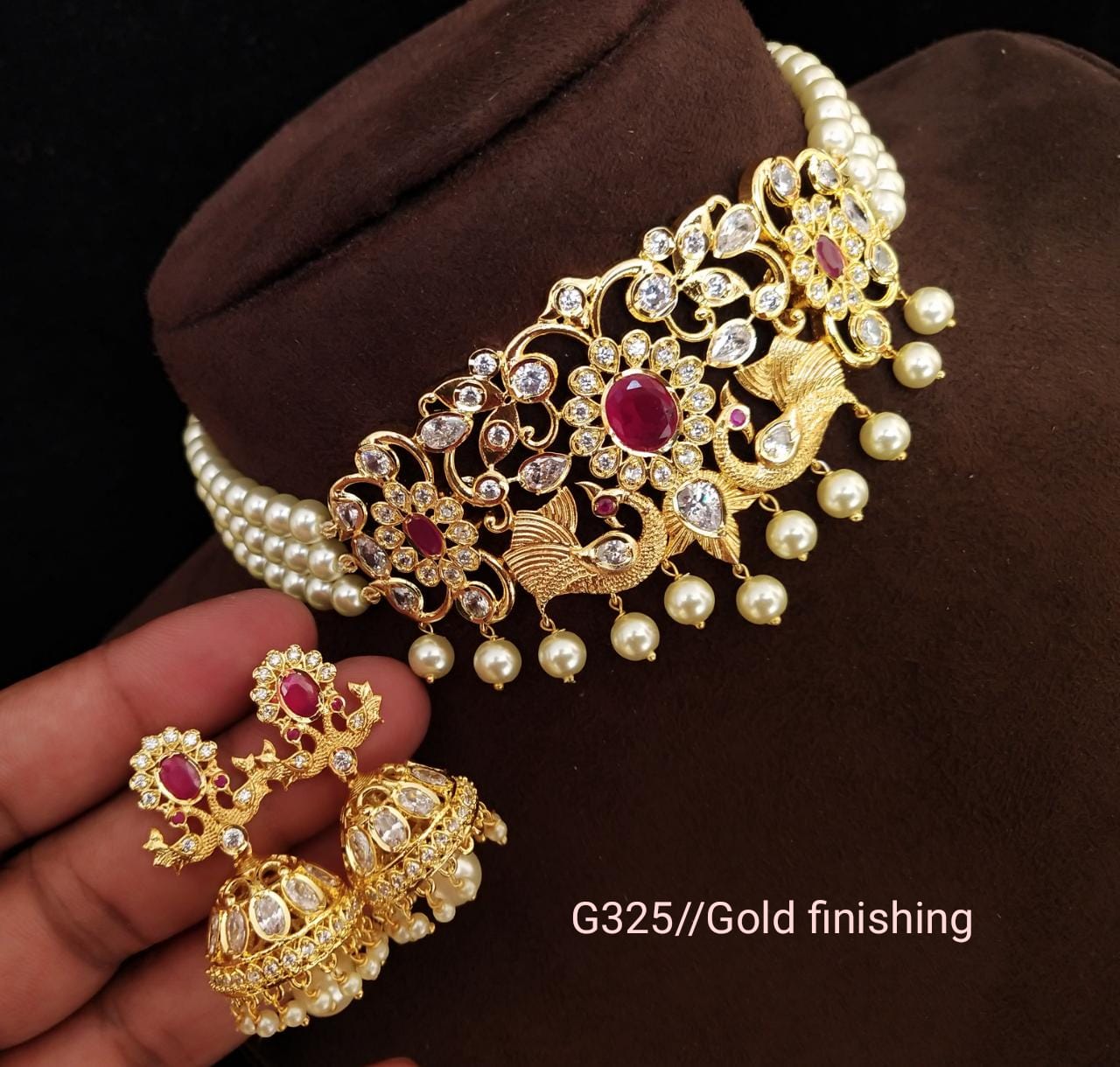 Chic Pearl Choker Set | 22k Gold Jewelry | Freshwater Pearl Jewelry