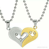 2Pcs Couples Fashion Trendy Heart Love Necklaces