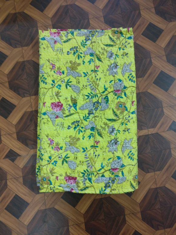 Supratim Cotton Kantha Floral Handmade Quilt /Bedspread 90 x 108
